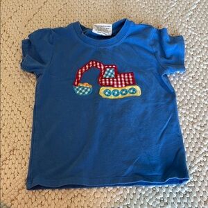 Blue Kids Short Sleeve Tee with Excavator Design